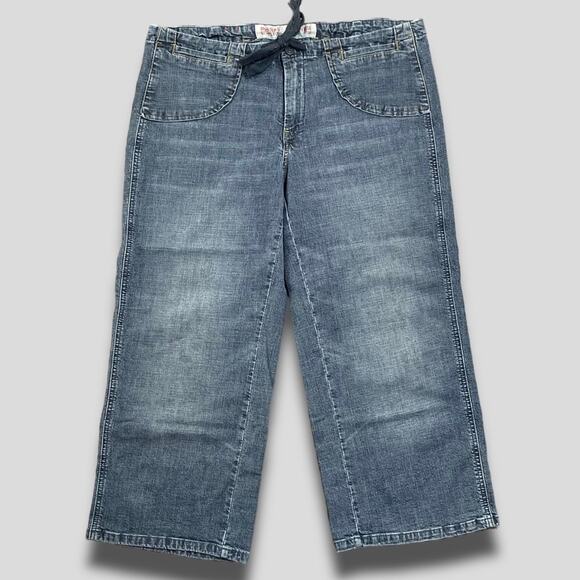 MOSSIMO SUPPLY CO VINTAGE Y2K LOW RISE FLAT POCKET CROP BLUE JEANS SIZE 13 - Picture 1 of 7